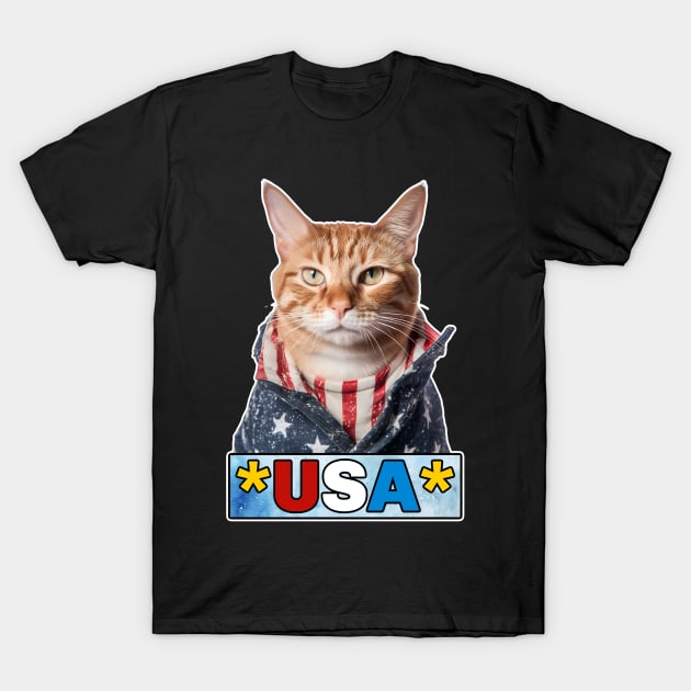 Patriotic Ginger Cat T-Shirt by Corrie Kuipers